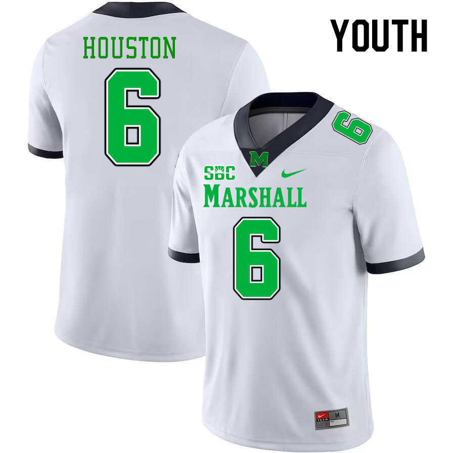 Youth #6 Jordan Houston Marshall Thundering Herd SBC Conference College Football Jerseys Stitched-Wh